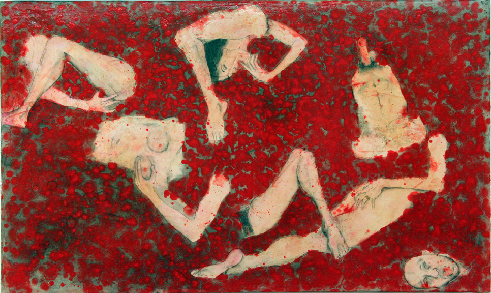 Dionysian Couple mixed media on prepared canvas enlarged